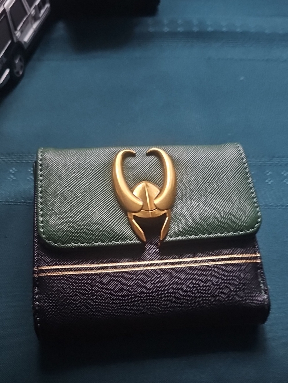 Loungefly Loki Marvel Wallet with Gold Horn Accent